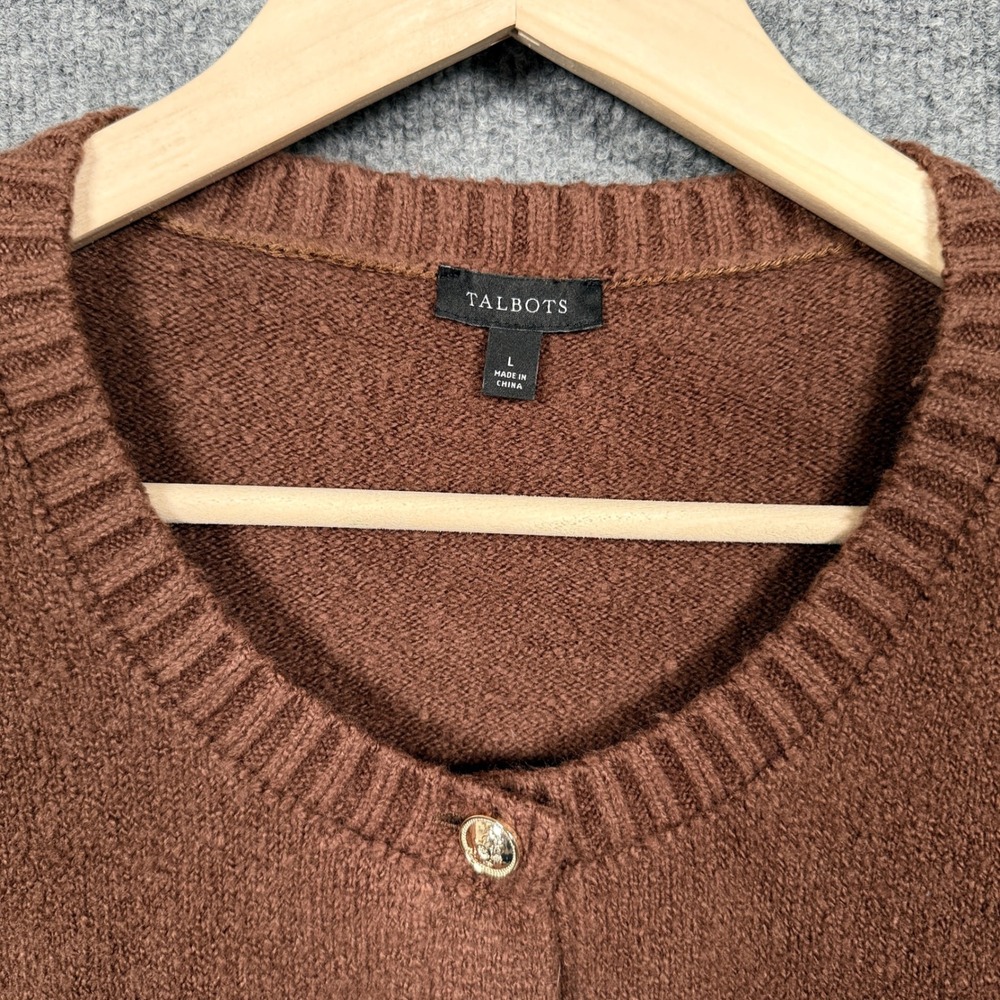 Talbots Size Large Cardigan Sweater Burnt Orange Buttons Cotton Wool Nylon Blend - Picture 5 of 8